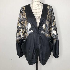 Vintage EF Eurofashion Black Gold Metallic Tiger Made in England Jacket Large